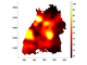 Simulation snap shot displaying spatial spread of new Corona infections in the State of Baden-Württemberg: The brighter the color, the higher the number of new infections. / Picture Source: University Of Hohenheim